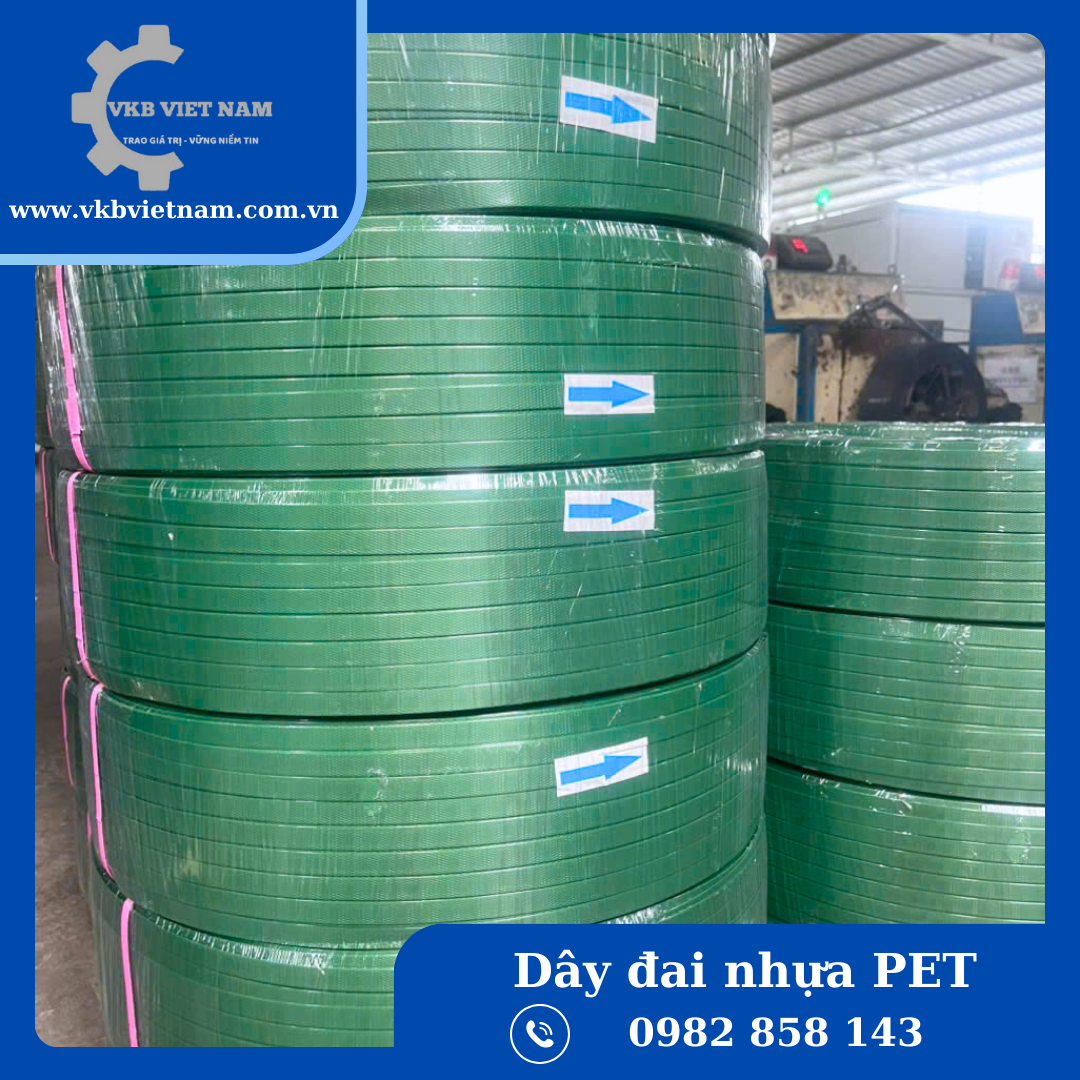 dây đai PET Dây đai nhựa PET là vật liệu đóng gói bền chắc, chịu lực cao, thay thế hiệu quả cho dây đai thép trong công nghiệp.