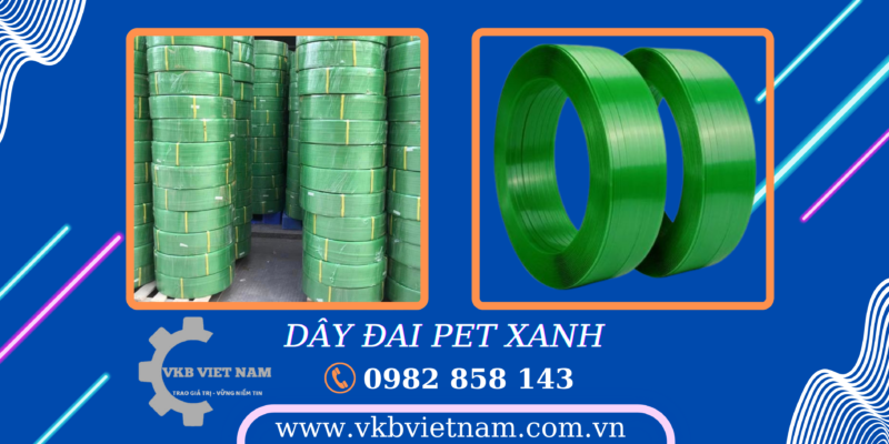 Dây đai nhựa PET màu xanh có độ bền kéo cao, chịu lực tốt, thích hợp cho đóng gói hàng nặng