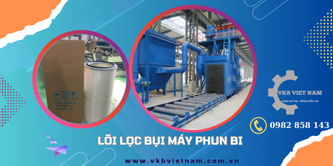 Lõi lọc bụi máy phun bi là bộ phận lọc có cấu trúc xếp nếp, làm từ vật liệu sợi tổng hợp hoặc cellulose, dùng để thu giữ bụi kim loại mịn phát sinh trong quá trình làm sạch bề mặt bằng bi thé