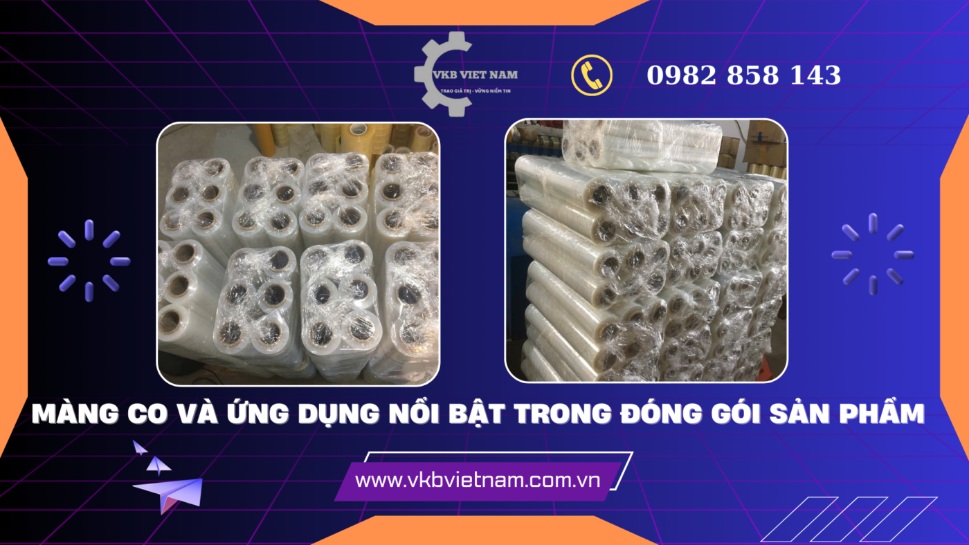 Màng co là vật liệu nhựa có khả năng co lại khi gia nhiệt, dùng để bao gói và bảo vệ hàng hóa. Trong đóng gói công nghiệp, màng co giúp cố định sản phẩm chắc chắn, chống bụi, ẩm và trầy xước hiệu quả
