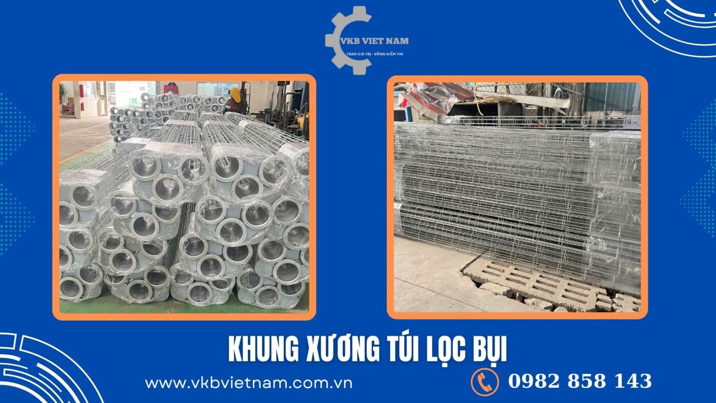 Khung xương túi lọc bụi giúp định hình túi vải, tăng hiệu quả lọc bụi trong hệ thống công nghiệp.
