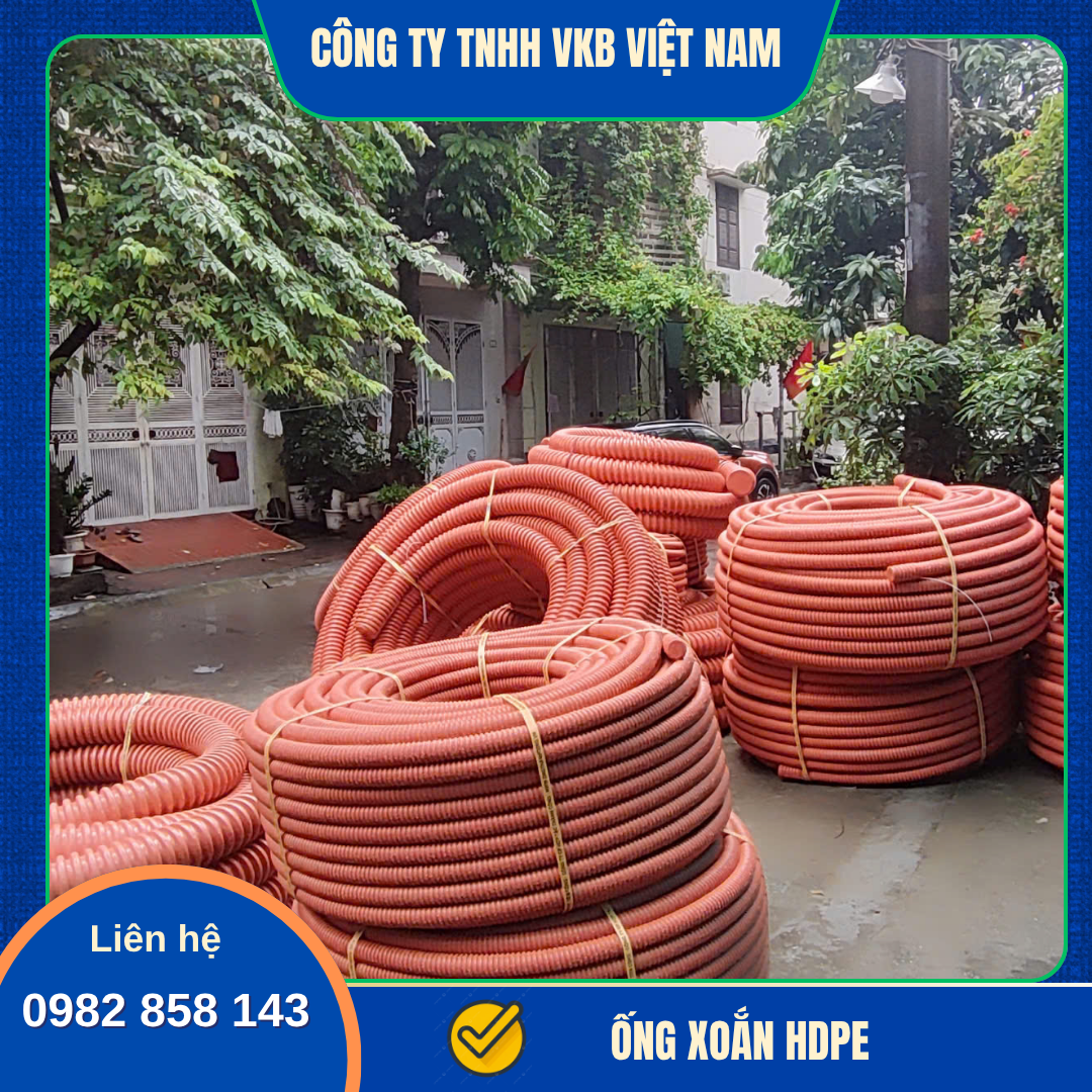 ống xoắn hdpe cam Ống xoắn HDPE chuyên dùng để bảo vệ cáp điện và cáp viễn thông trong các công trình hạ tầng kỹ thuật. Sản phẩm có độ bền cao, chịu lực tốt và phù hợp thi công ngoài trời.