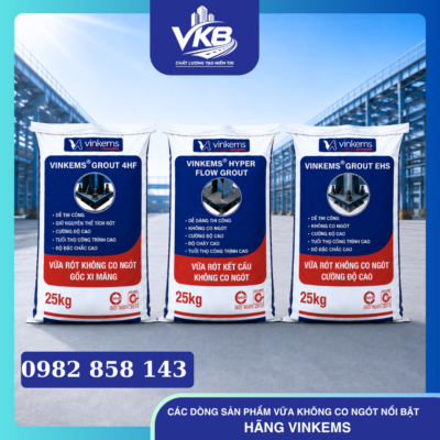 Vinkems cung cấp đa dạng dòng vữa rót không co ngót như Vinkems Grout 4HF, Vinkems Hyper Flow Grout và Vinkems Grout EHS, đáp ứng nhiều nhu cầu thi công.