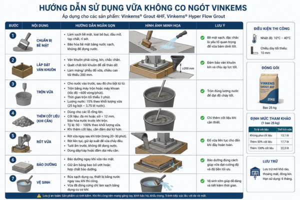 Chuẩn bị bề mặt sạch, đặc chắc và bão hòa nước, không để đọng nước trước khi rót vữa