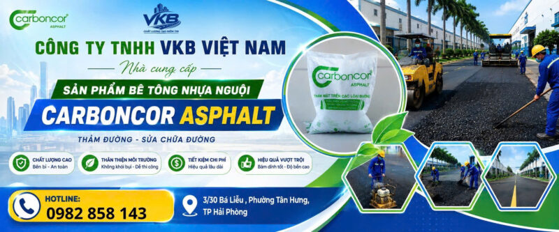 VKB Việt Nam cung cấp Carboncor Asphalt đóng bao 25kg, phù hợp sửa chữa ổ gà, đường nội bộ và khu công nghiệ
