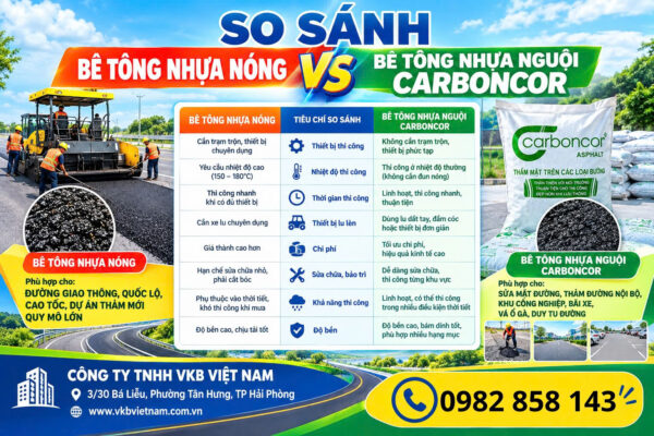 Bê tông nhựa nóng và bê tông nhựa nguội có sự khác biệt về nhiệt độ thi công, cách bảo quản và phương pháp sử dụng