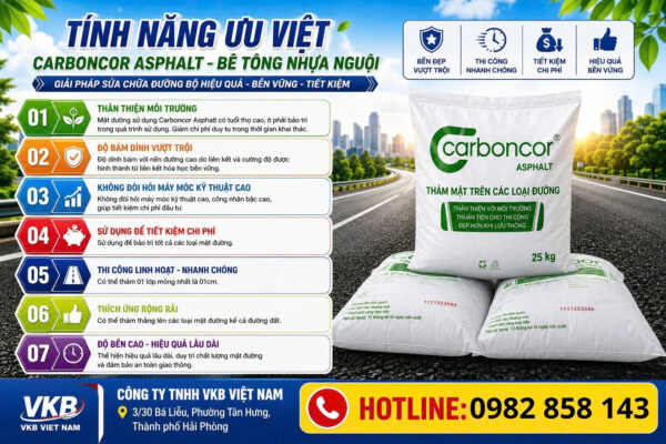 Nhựa Carboncor Asphalt không cần gia nhiệt, dễ thi công và sử dụng ngay tại công trường